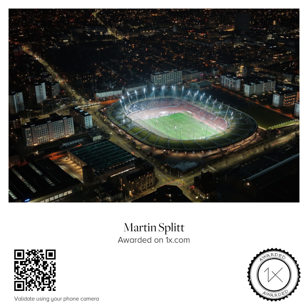 1x.com Curated Gallery Award Certificate - Letzigrund Stadium